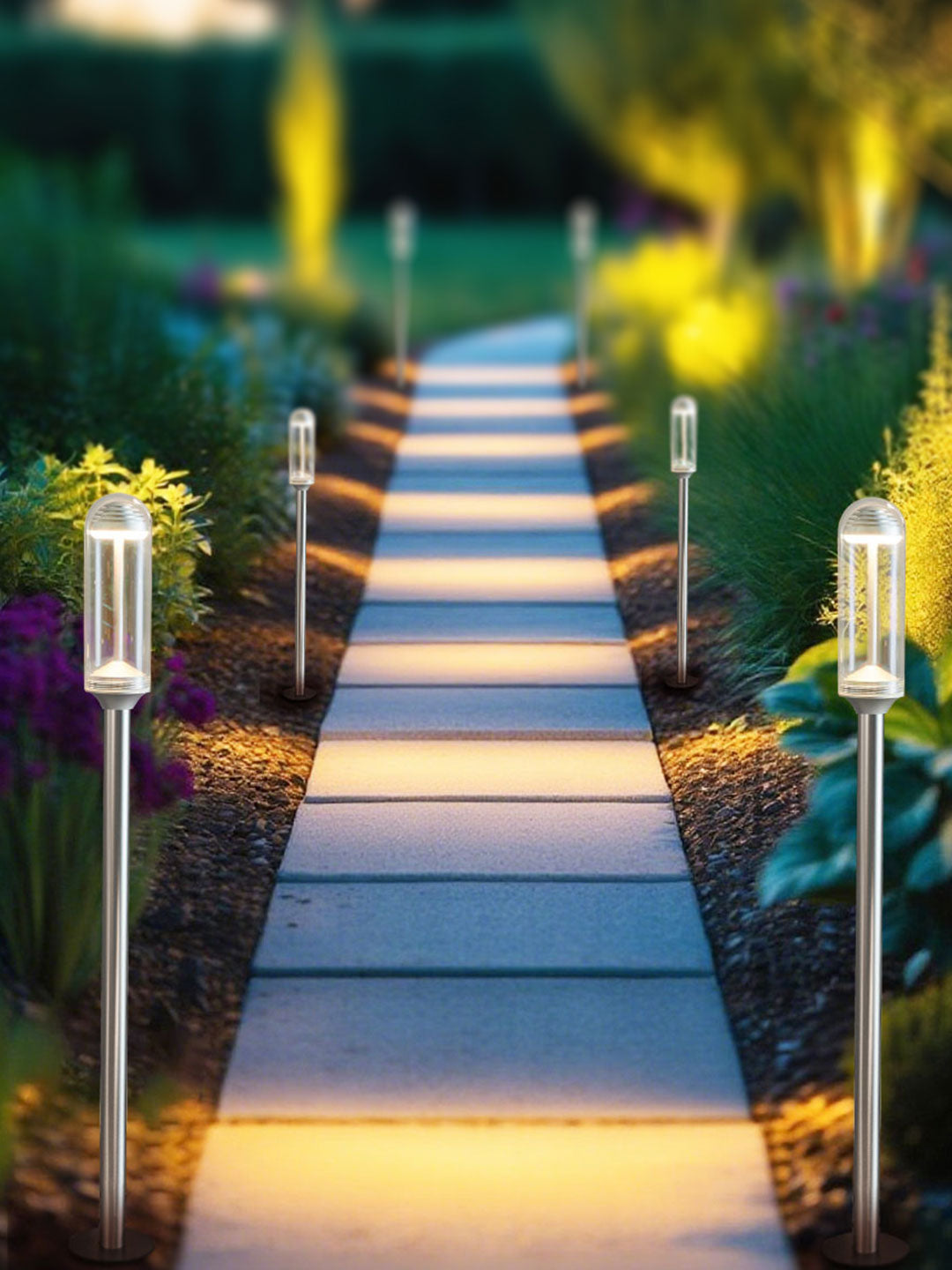 Cylindrical Glass Outdoor Light 5W-3000K Outdoor Lighting (IP65) - Solar Powered & High Colour Rendering Index (CRI) 90+ & UV Protection