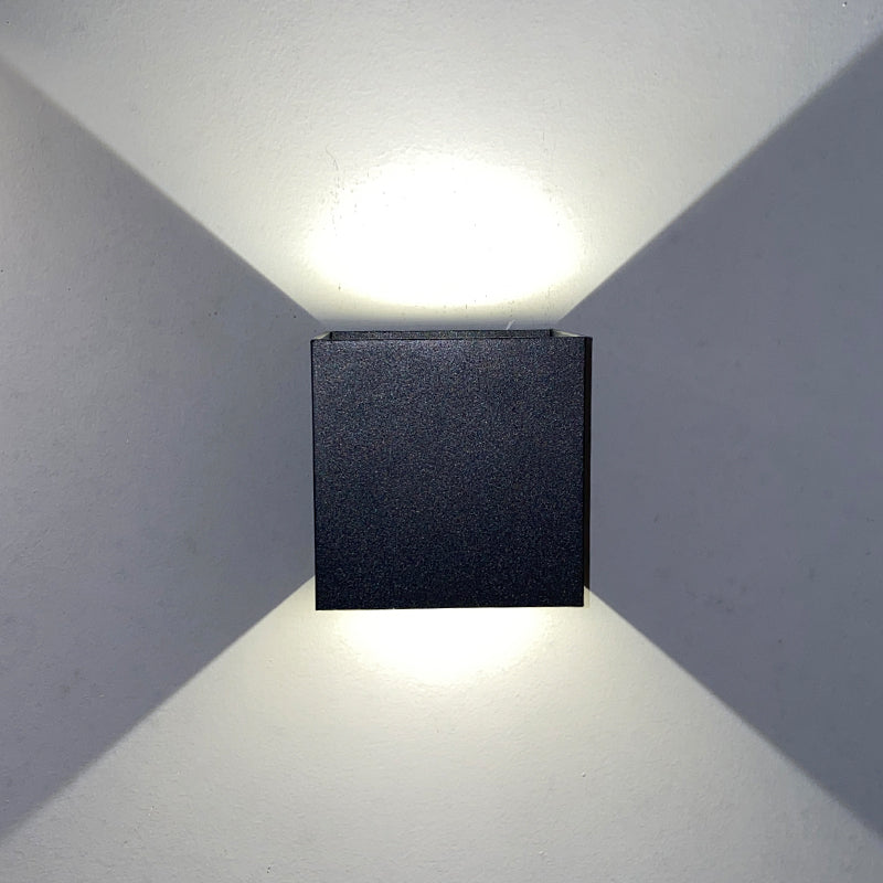 Square outdoor wall lamp 6W, dual light output outdoor wall lamp (IP65) 150° up and down light emission