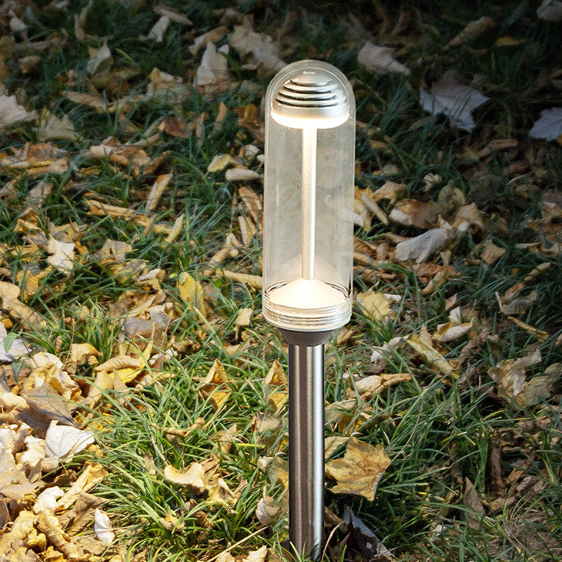 Cylindrical Glass Outdoor Light 5W-3000K Outdoor Lighting (IP65) - Solar Powered & High Colour Rendering Index (CRI) 90+ & UV Protection