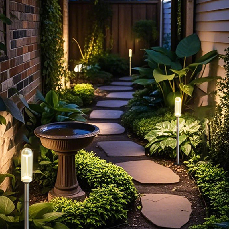 Cylindrical Glass Outdoor Light 5W-3000K Outdoor Lighting (IP65) - Solar Powered & High Colour Rendering Index (CRI) 90+ & UV Protection